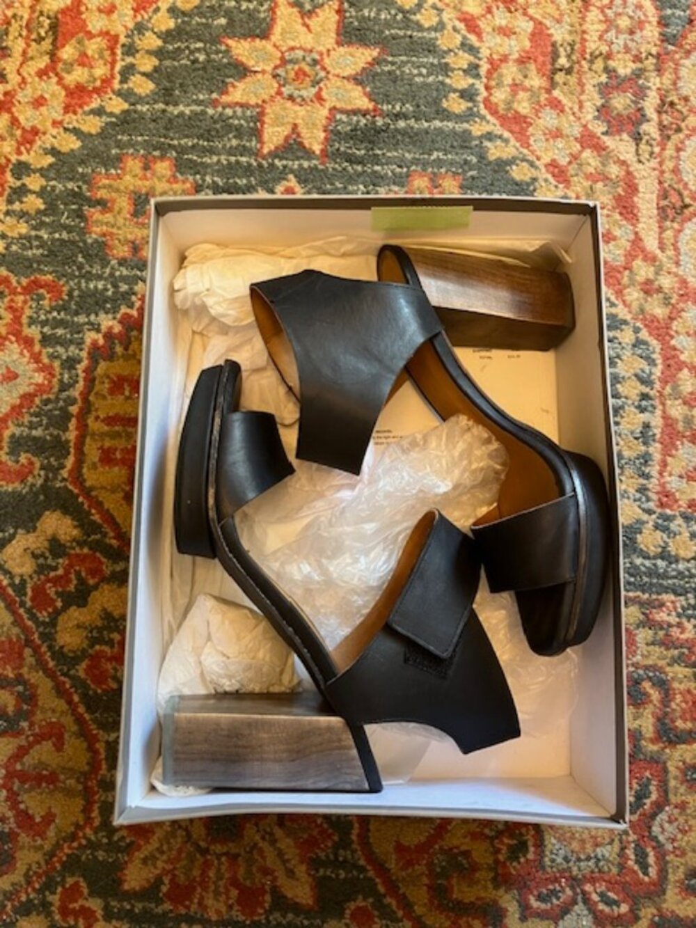 Coclico Shoes Women's Leggy Platform Leather Sandals, Black, Sz. 37.5